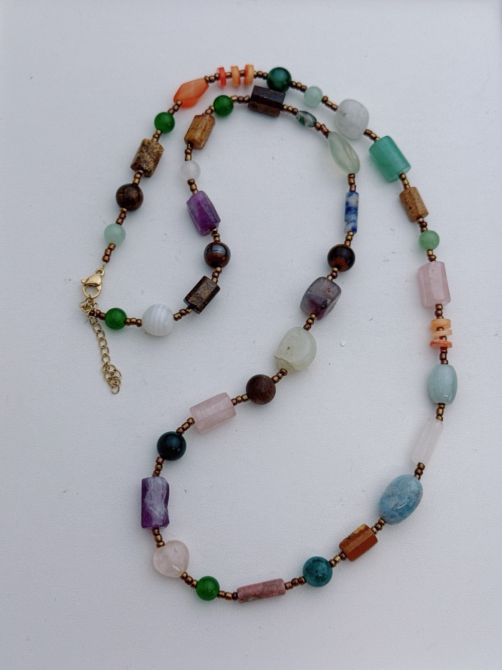 26X504 Handmade Multi Gemstone Long Necklace 24+2”